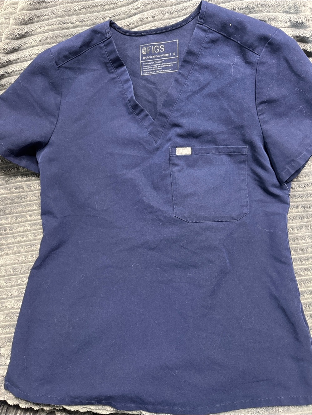 FIGS women’s Navy V-Neck Medical Scrub Top with Chest Pocket